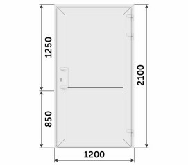 Входная белая дверь из одной створки с окрасом по ral 1200x2100