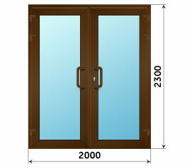 Пластиковая коричневая остекленная дверь 2000x2300