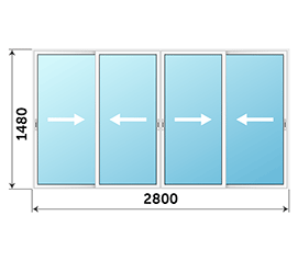 Окно на балкон Provedal 2800x1480