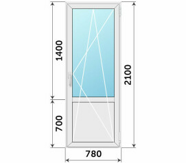 Пластиковая дверь балконная с глухим низом 780x2100