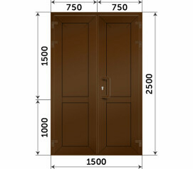 Пластиковая коричневая глухая дверь 1500x2500