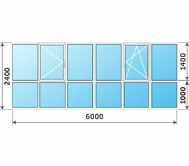 Остекление окна 6000x2400 на балкон в хрущевке