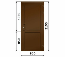 Пластиковая коричневая глухая дверь 950x2100