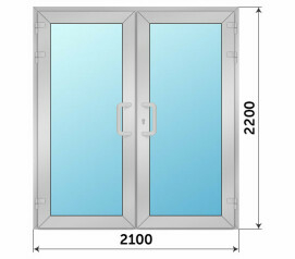 Двухстворчатая подъездная дверь из алюминия 2100x2200