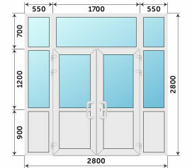 Входная группа из ПВХ в торговый центр 2800x2800