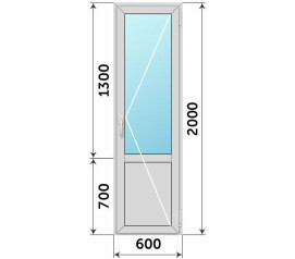 Алюминиевая балконная дверь без порога 600x2000