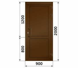 Пластиковая коричневая глухая дверь 900x2000
