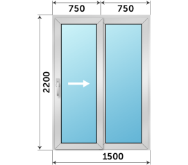 Алюминиевая раздвижная дверь 1500x2200