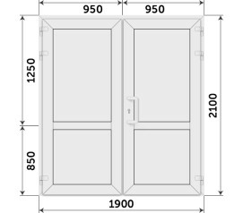 Входная белая дверь из пластика на петлях 1900x2100