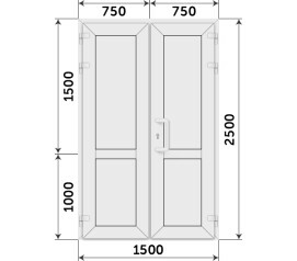 Входная белая дверь перегородка серая 1500x2500