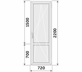 Пластиковая балконная дверь глухая 720x2200