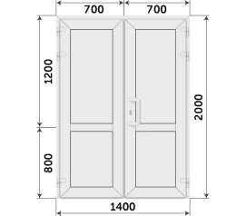 Входная двухстворчатая дверь в коттедж 1400x2000