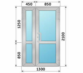 Алюминиевая дверь подъездная 1300x2100