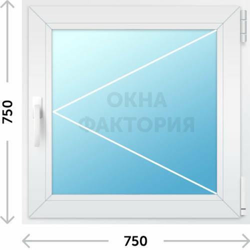 Пластиковое окно KBE 750х750 открывающееся
