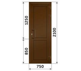 Пластиковая коричневая глухая дверь 750x2100