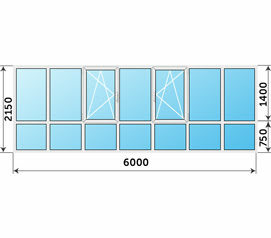 Теплое остекление окна 6000x2150 на балкон от заказчика