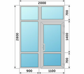 Теплая входная группа из алюминия 2000x2800