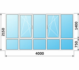 Панорамное окно 4000x2150 для остекления балкона
