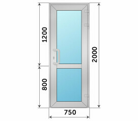 Одностворчатая дверь подъездная с импостом 750x2000