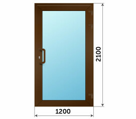 Пластиковая коричневая остекленная дверь 1200x2100
