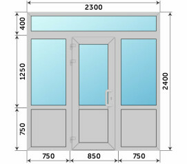 Теплая входная группа из алюминия 2300x2400