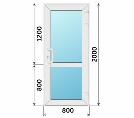 Пластиковая входная стеклянная дверь в офис 800x2000