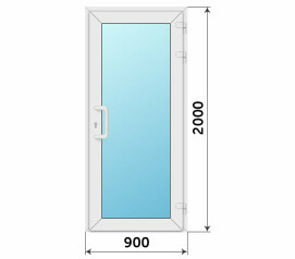Пластиковая одностворчатая остекленная дверь 900x2000