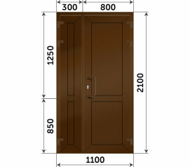 Пластиковая коричневая глухая дверь 1100x2100