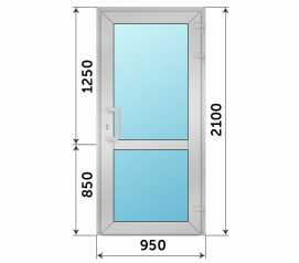 Алюминиевая одностворчатая подъездная дверь 950x2100