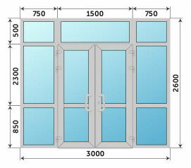 Теплая алюминиевая входная группа 3000x2600