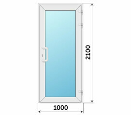 Одностворчатая стеклянная офисная дверь из пластика 1000x2100