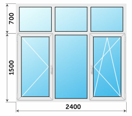 Пластиковое окно 2400x2200