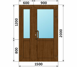 Пластиковая дверь под дерево со стеклом 1500x2000