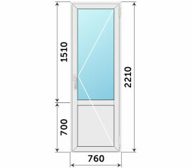 Пластиковая дверь балконная с глухим низом 760x2210