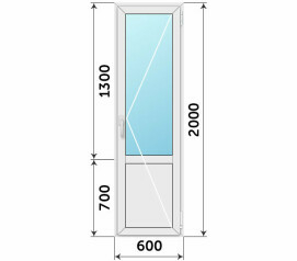 Пластиковая балконная дверь с глухим низом 600x2000