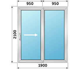 Полуторная дверь остекленная NEWTEC 1900x2100