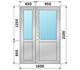 Полуторная дверь со стеклом NEWTEC 1600x2100