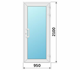Пластиковая одностворчатая остекленная дверь 950x2100