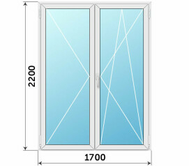 Штульповая пластиковая стеклянная балконная дверь 1700x2200