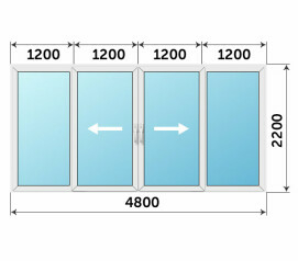 Пластиковая раздвижная дверь окно Слайдорс 4800x2200 остекление балкона