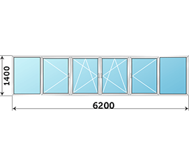 Остекление лоджии SCHUCO AWS 75 6200x1400