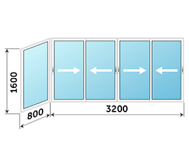 Остекление лоджии NEWTEC 4000x1600