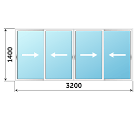 Остекление балкона NEWTEC 3200x1400
