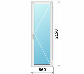Пластиковая стеклянная дверь балконная 660x2150
