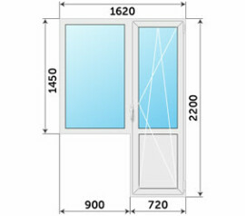 Балконный блок ПВХ Rehau 1620x2200