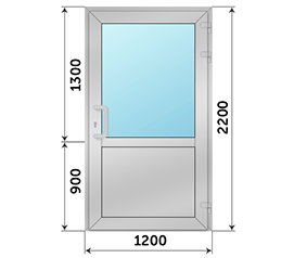 Одностворчатая дверь со стеклом NEWTEC 1200x2200