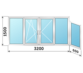 Рама балконная Realit 3800x1500