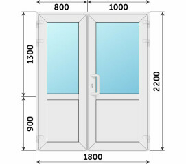 Входная дверь банная со стеклом 1800x2200