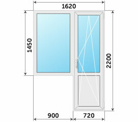Балконный блок ПВХ 1620x2200