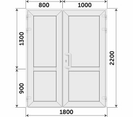 Пластиковая входная полуторная дверь KBE 1800x2200